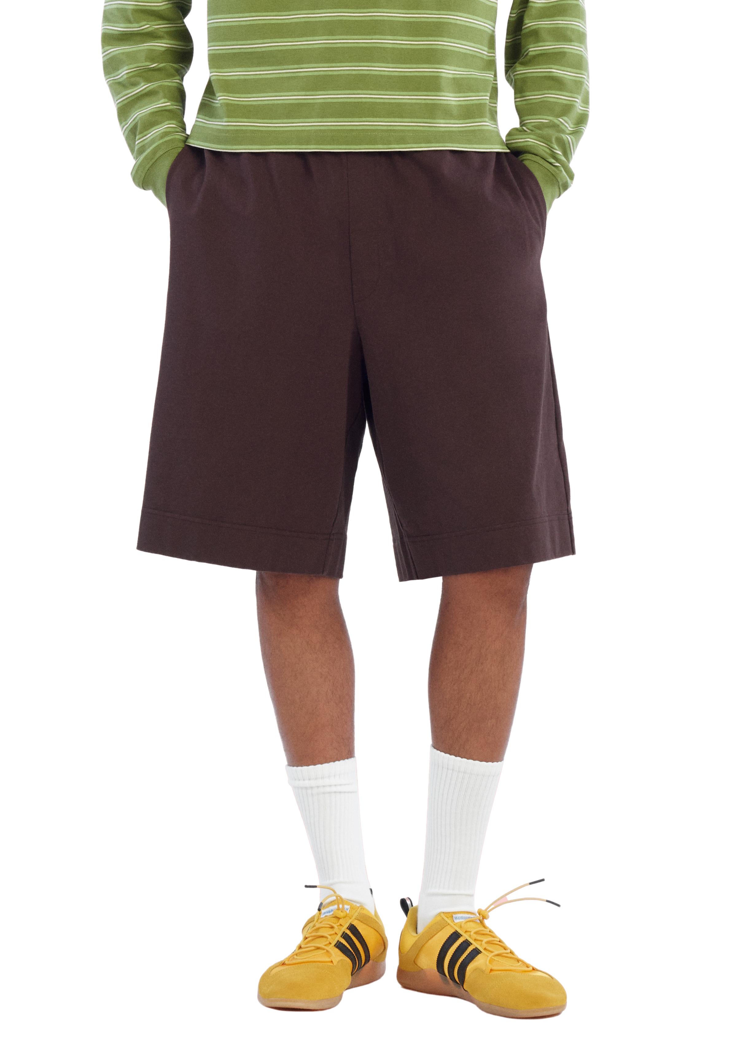 WIDE FIT JOGGER SHORTS — Brown