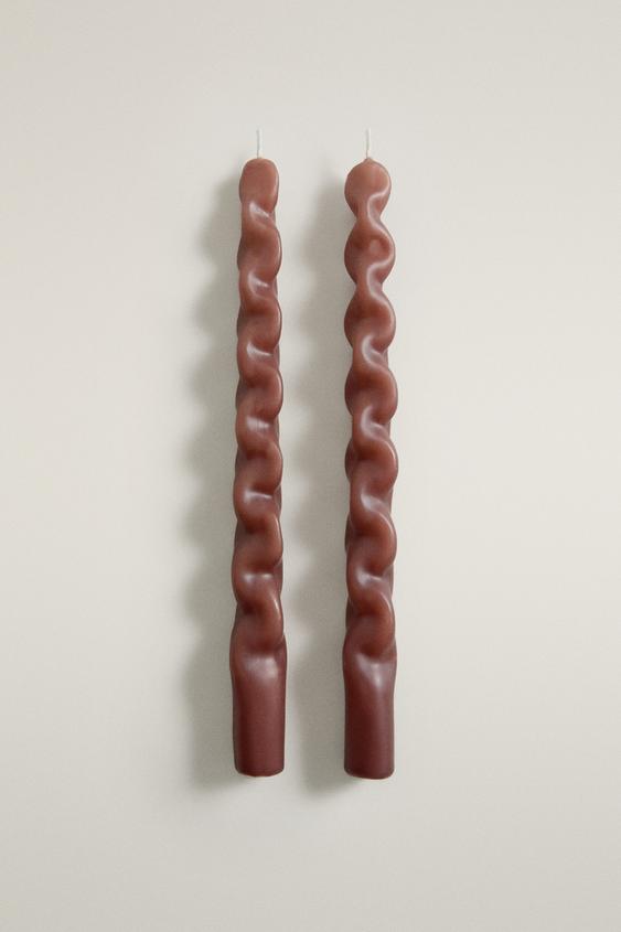 WAVY DECORATIVE CANDLES (PACK OF 2) - Red by Zara - Image 0