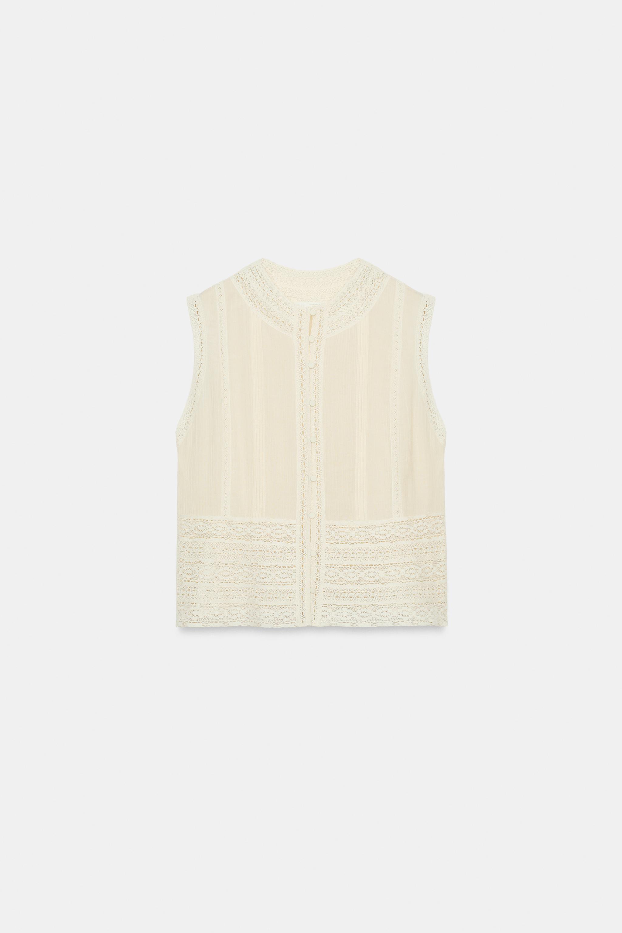 ZW COLLECTION LACE TRIM SLEEVELESS BLOUSE