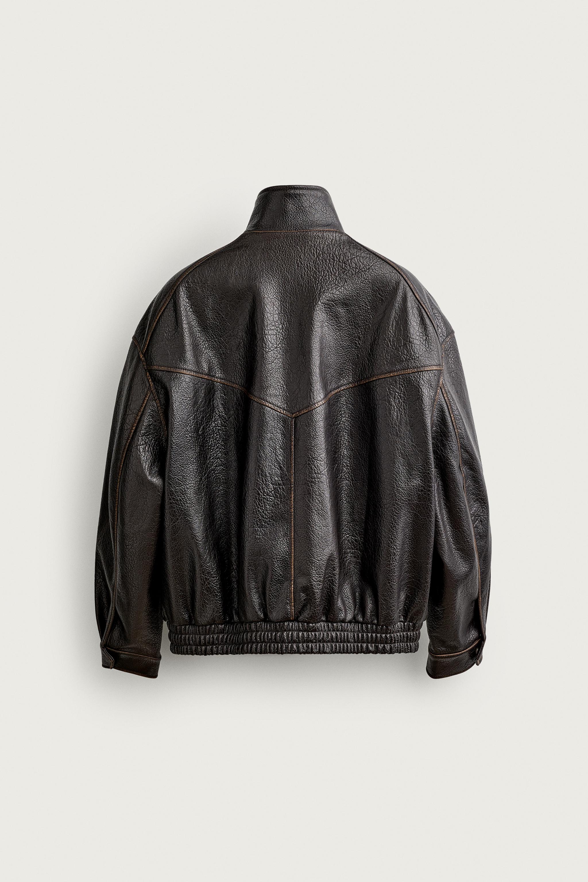 RELAXED-FIT FAUX LEATHER JACKET