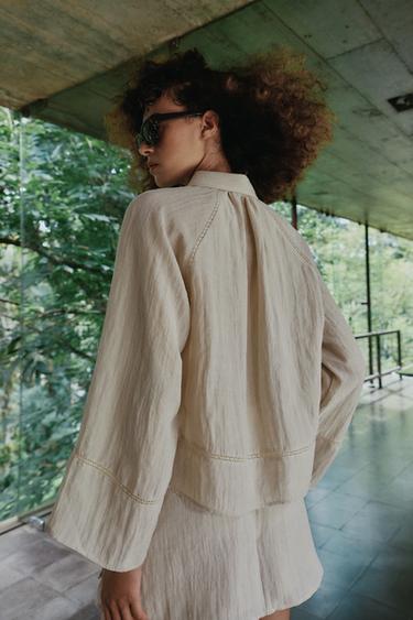 BLOUSE RUSTIQUE ENTRE-DEUX - Beige clair de Zara - Image 4