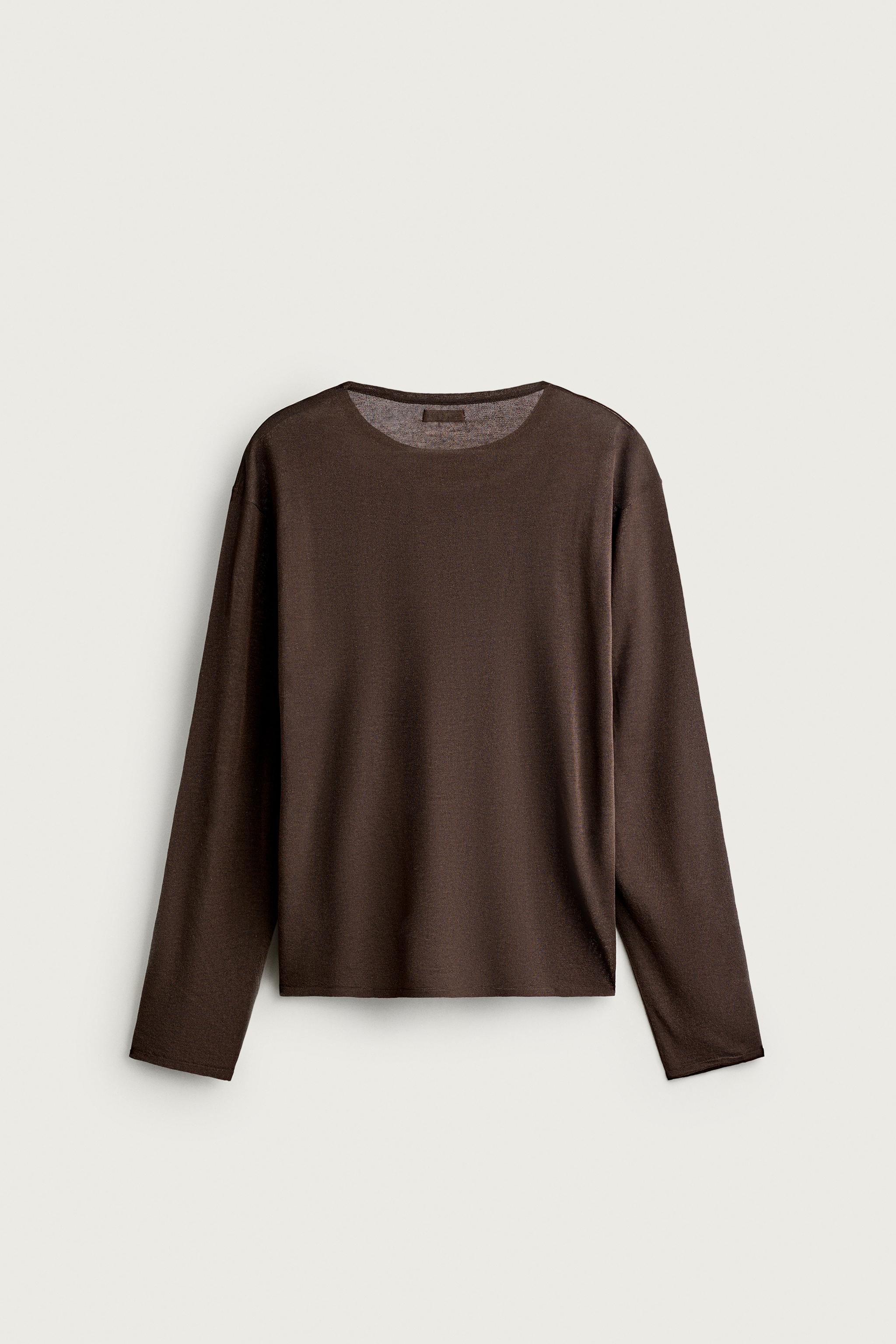 Мужские футболки Zara SEMI-SHEER KNIT T-SHIRT — фото 8