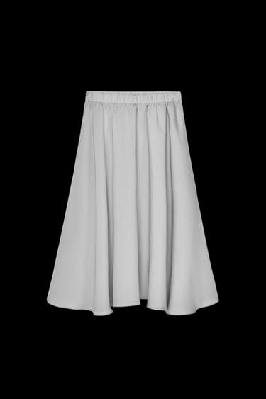 Zara VOLUMINOUS FLOWY MIDI SKIRT - Blue gray - Image 0