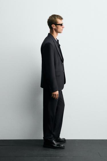 BLAZER COSTUME À CHEVRONS - Bleu marine de Zara - Image 3