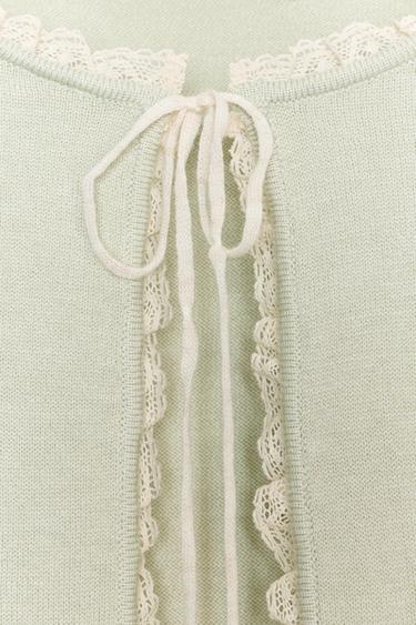LACE BOW CARDIGAN - Pastel green by Zara - Image 9