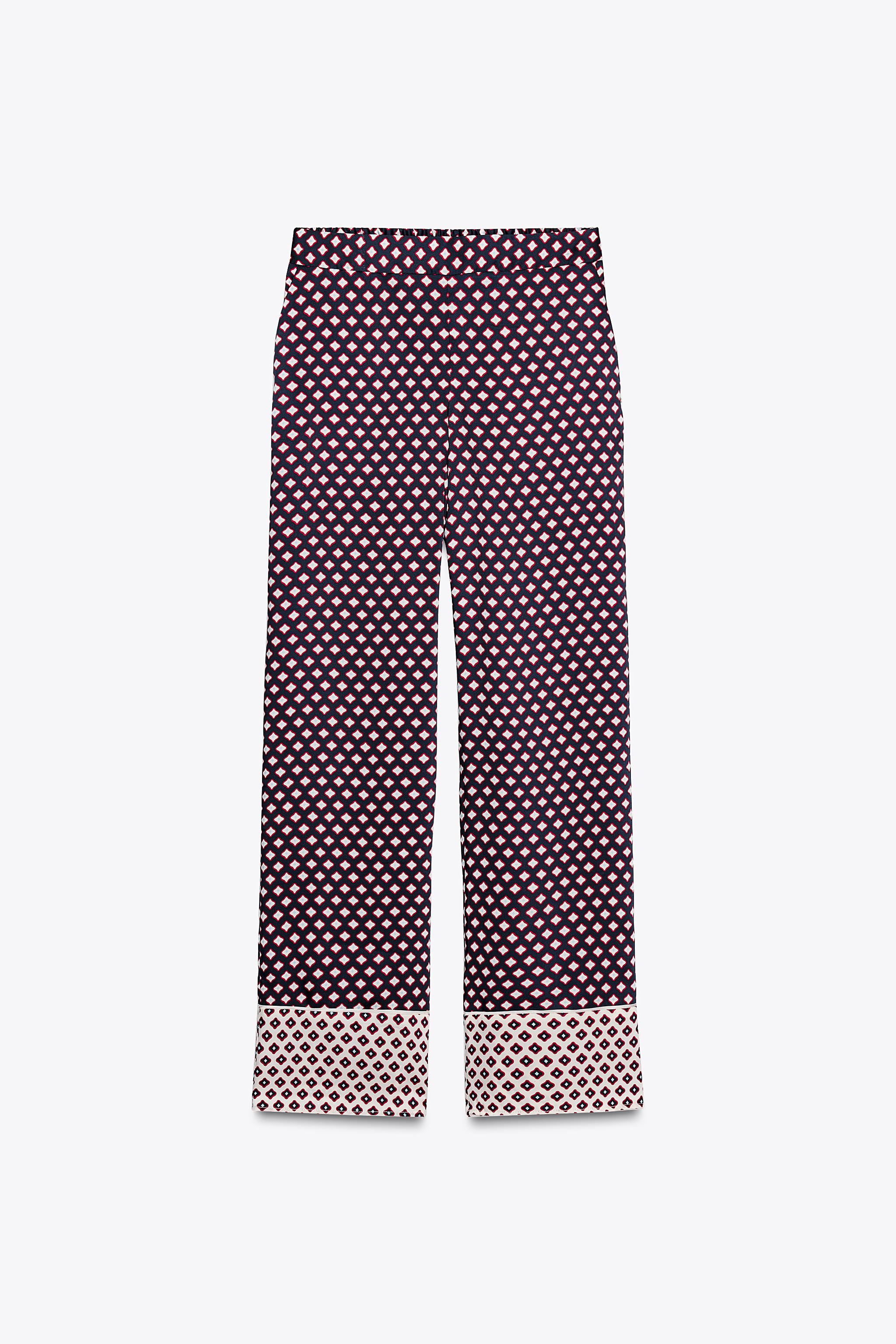 サテン プリントパンツ - レッド／紺 | ZARA Japan / 日本