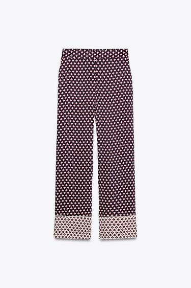 SATIN PRINT TROUSERS - red/navy by Zara - Image 4