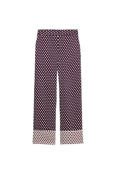SATINIERTE HOSE MIT PRINT - Rot/Marineblau von Zara - Bild 0