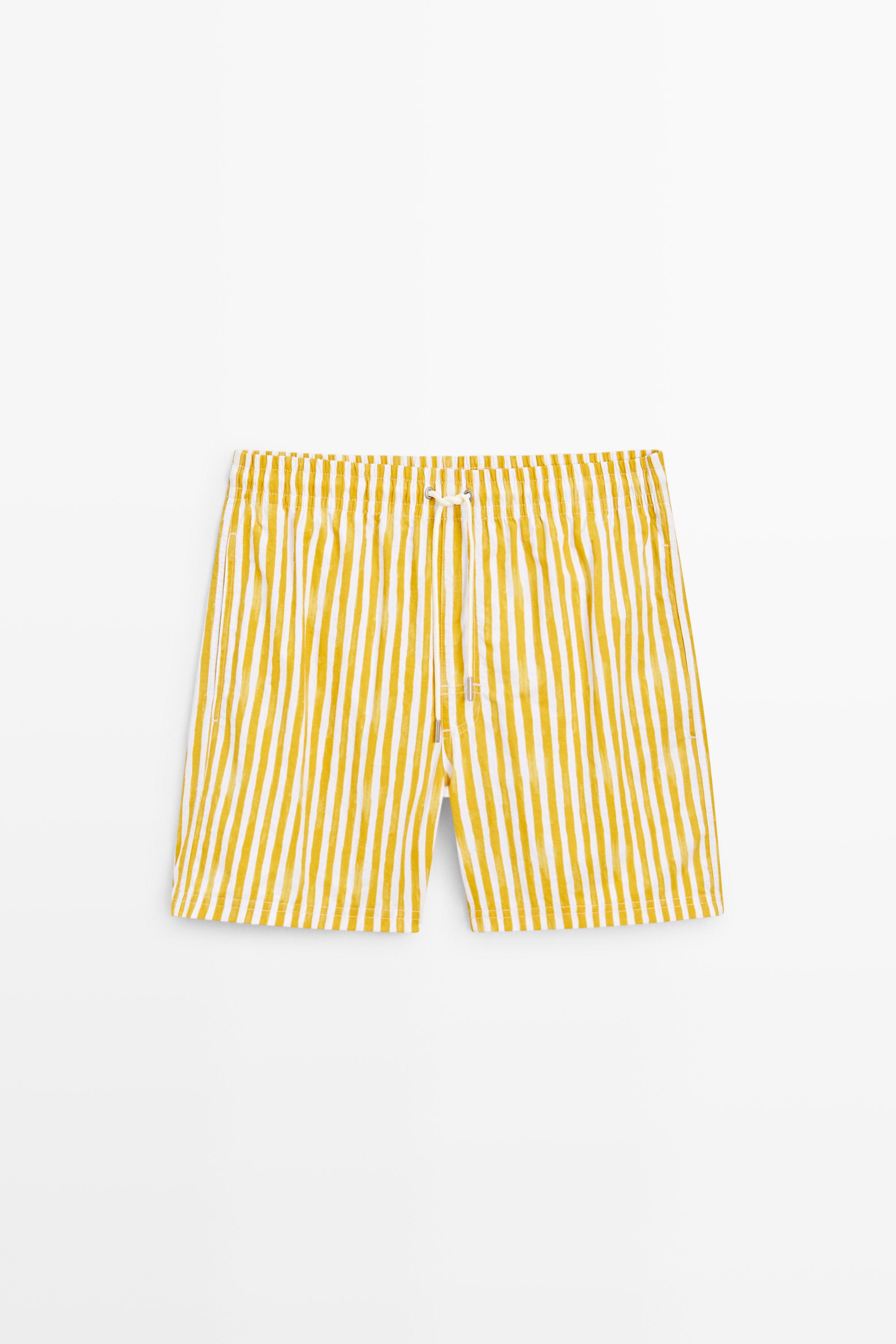 Striped printed swimming trunks — Yellow