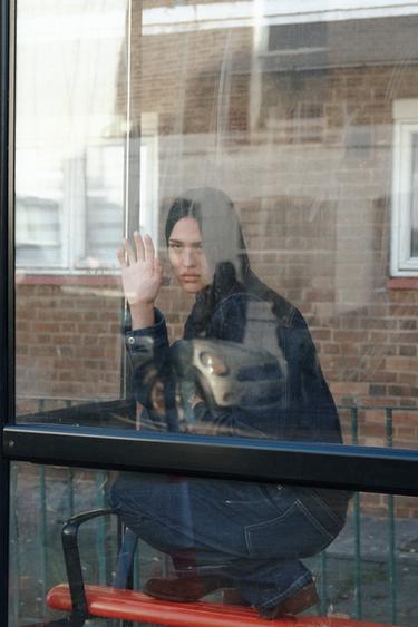 Zara TRF HIGH WAIST STRAIGHT WIDE LEATHER JEANS - Dark indigo