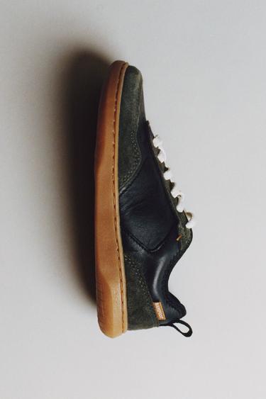 Zara BAREFOOT LEATHER SNEAKERS - Black