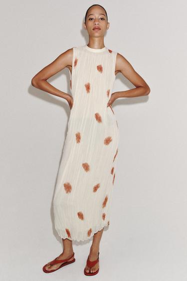 ZW COLLECTION PRINTED DRESS - Ecru / Red by Zara