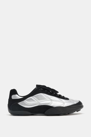 Zara METALLIC RUNNING SNEAKERS - Silver