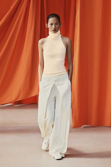 HIGH NECK SLEEVELESS TOP - Ecru by Zara