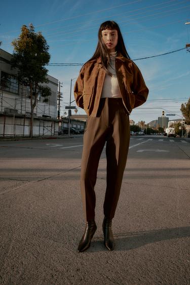 HIGH-WAIST TROUSERS - Brown by Zara