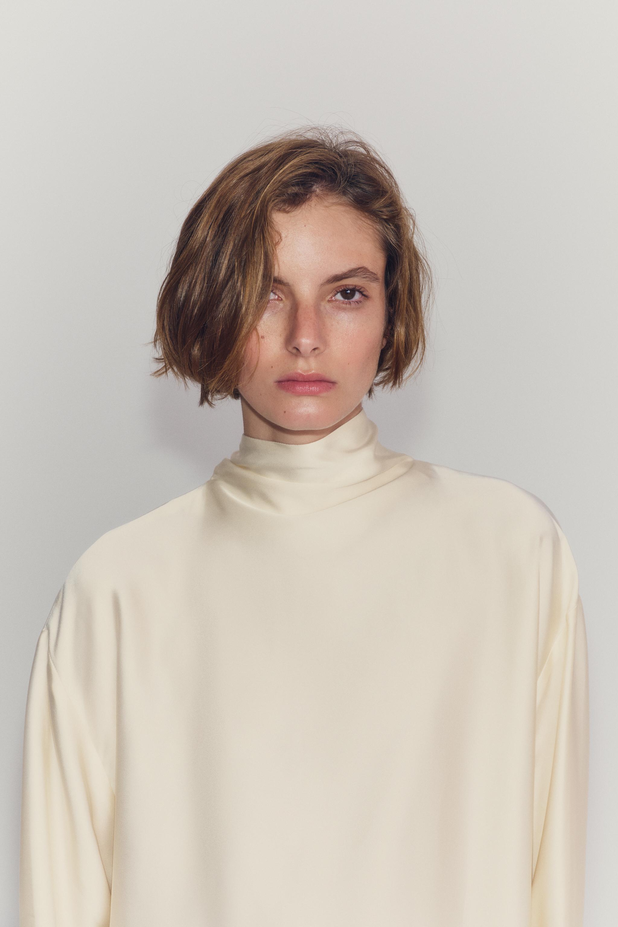 Zara ZW COLLECTION SATIN TIE SHIRT — фото 4