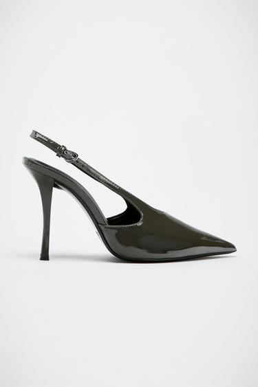 Zara PATENT FINISH SLINGBACK SHOES - Gray