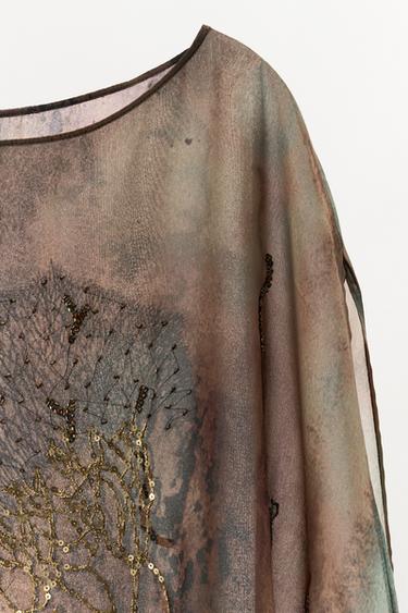 PRINTED BEADED TOP - Multicoloured by Zara - Image 5