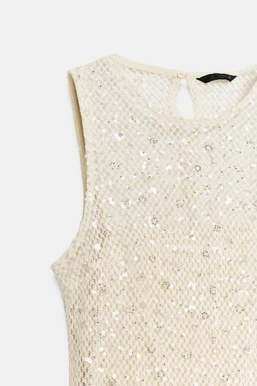 SEQUIN MIDI DRESS - Ecru by Zara - Image 8