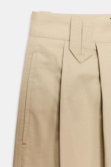 PANTALON À PINCES ET BAS À REVERS - Camel clair de Zara - Image 9