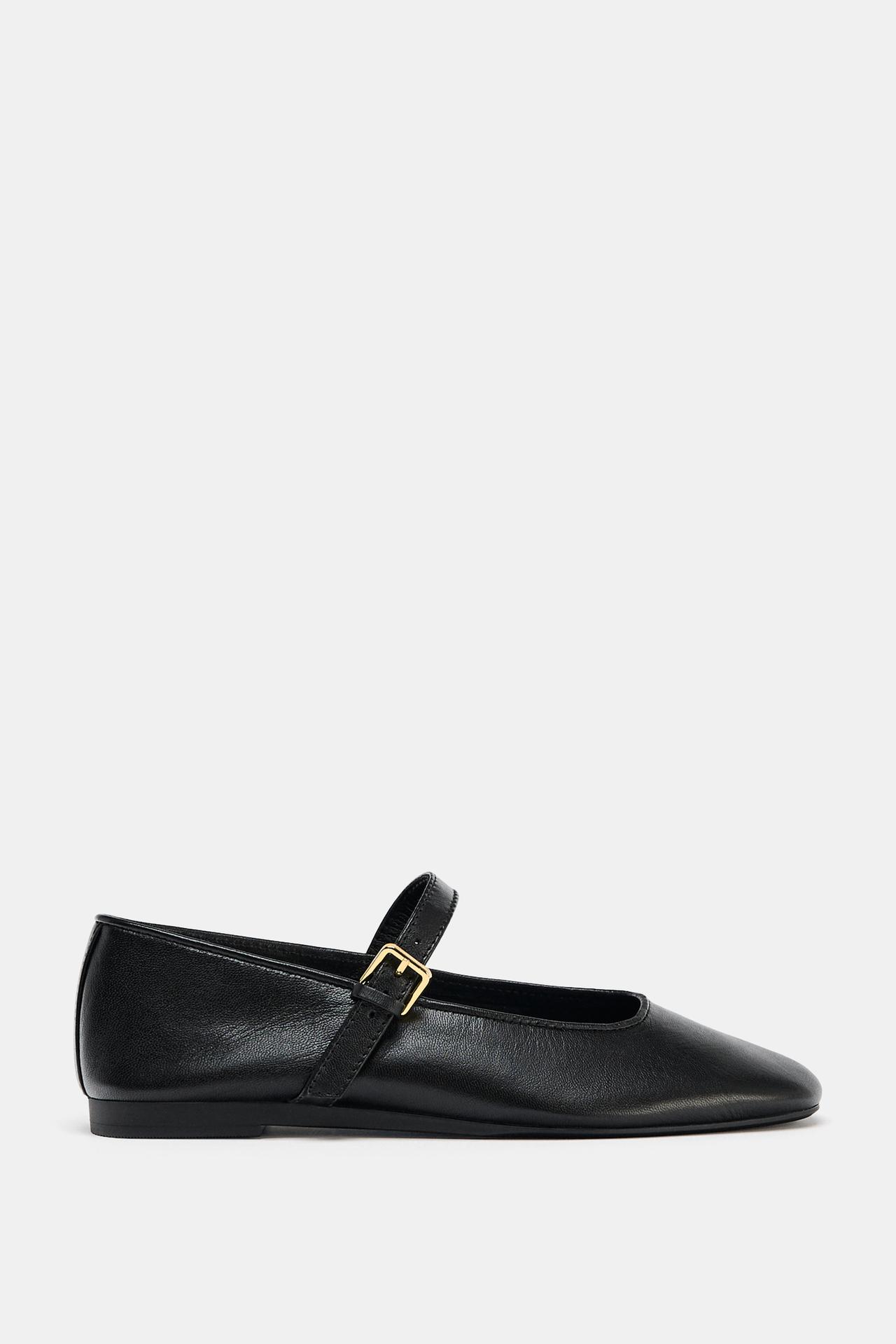 Zara LEATHER BALLET FLATS