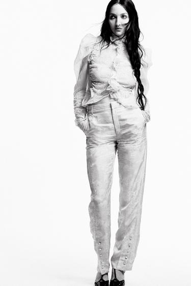 JACQUARD BUTTON TROUSERS ZW COLLECTION LIMITED EDITION - Ecru by Zara - Image 0