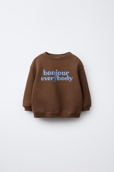 SLOGAN PRINT SWEATSHIRT - Brown by Zara - Image 0