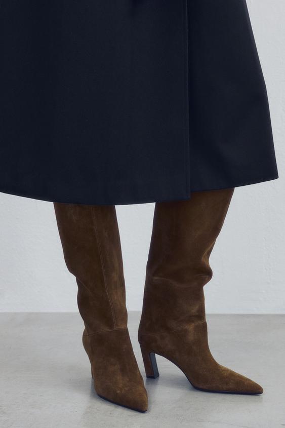 BOTTES DAIM HAUTES - Marron de Zara - Image 1
