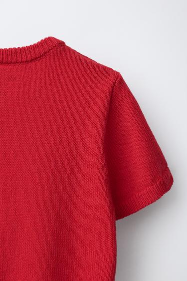SHORT SLEEVE CARDIGAN - Red by Zara - Image 3