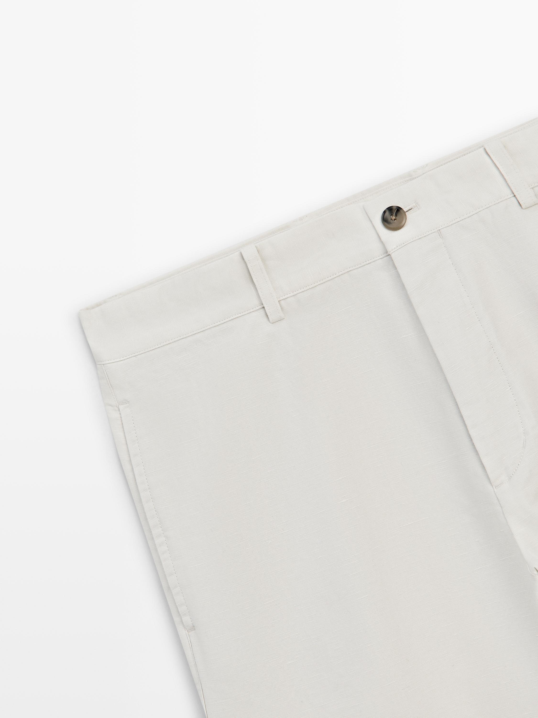 Pantalon tapered fit coton et lin
