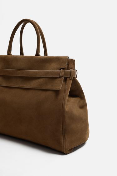 LEATHER HANDBAG - Brown by Zara - Image 4