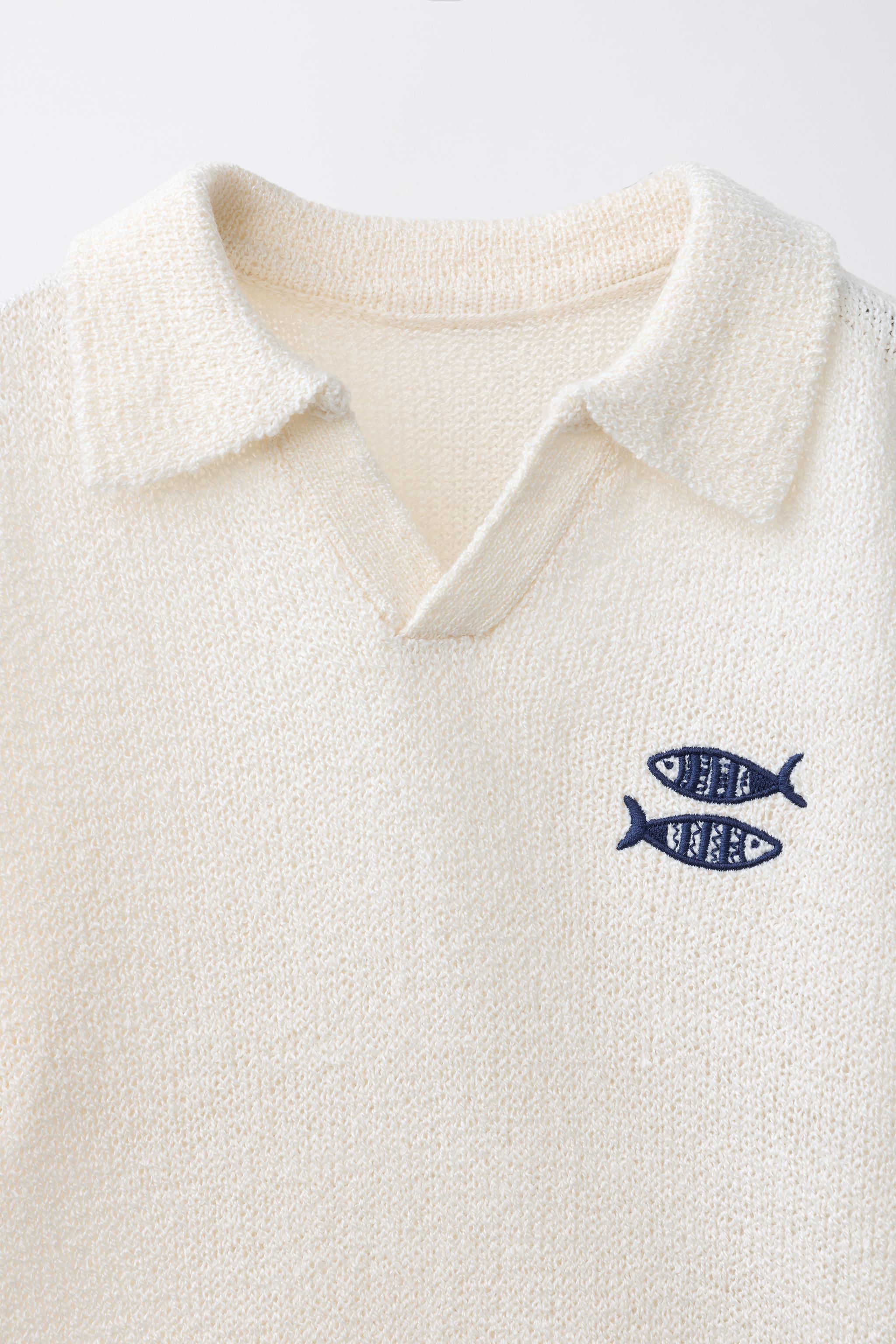 POLO BRODÉ POISSONS