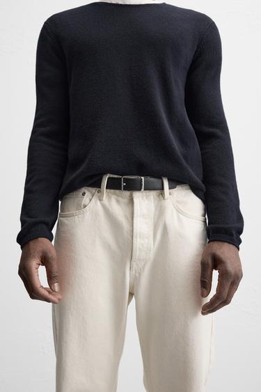 CINTO REVERSÍVEL EM COURO COM CONTRASTE - Cru da Zara - Imagem 0