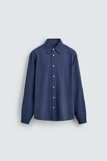 JACQUARD CHECK SHIRT - Blue by Zara - Image 6
