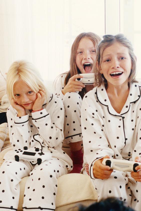 6-14 YEARS/ POLKA DOT PRINT PYJAMAS - Black / Ecru by Zara - Image 0