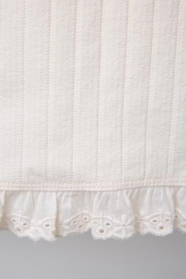 JACQUARD T-SHIRT WITH SWISS EMBROIDERY - Ecru by Zara - Image 3
