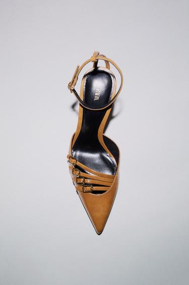 Zara BUCKLED HEELS - taupe brown