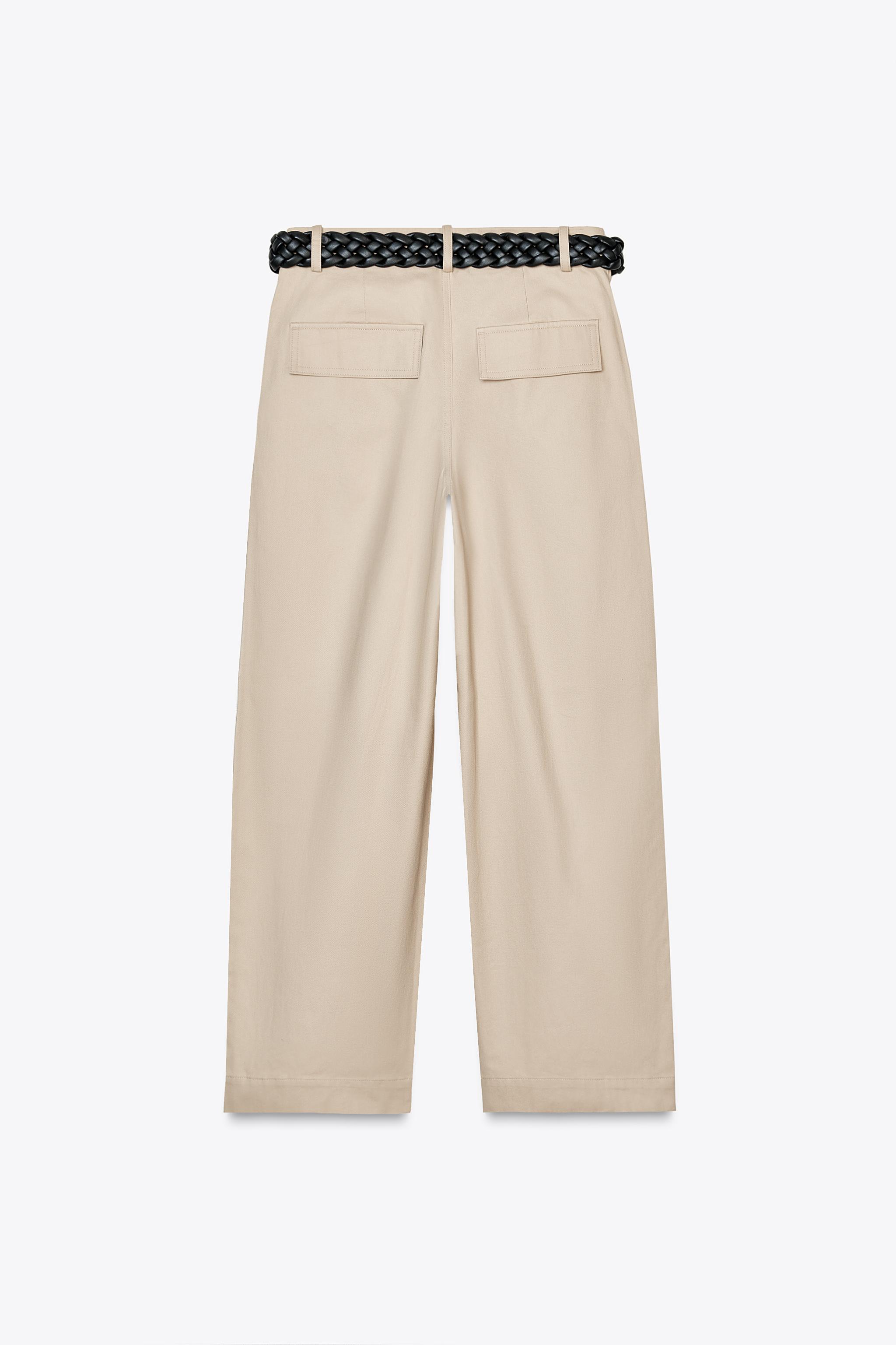 BELTED TAPERED FIT PANTS