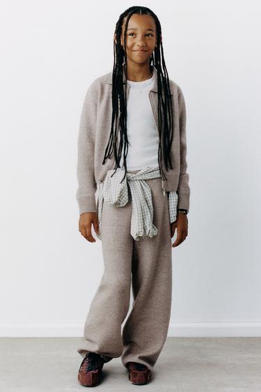 WIDE-LEG KNIT TROUSERS - Brown / Taupe by Zara