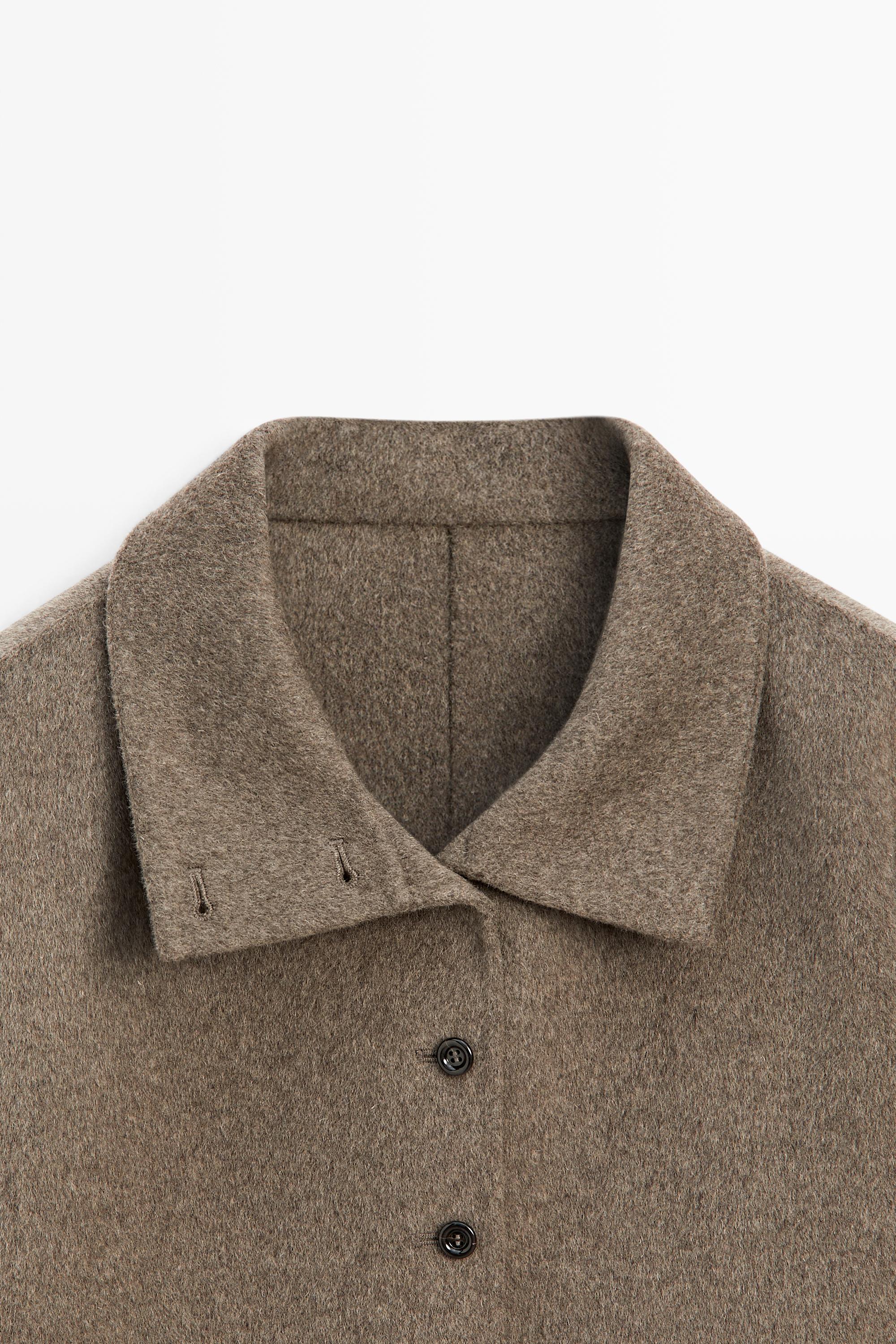 Wool blend stand collar jacket