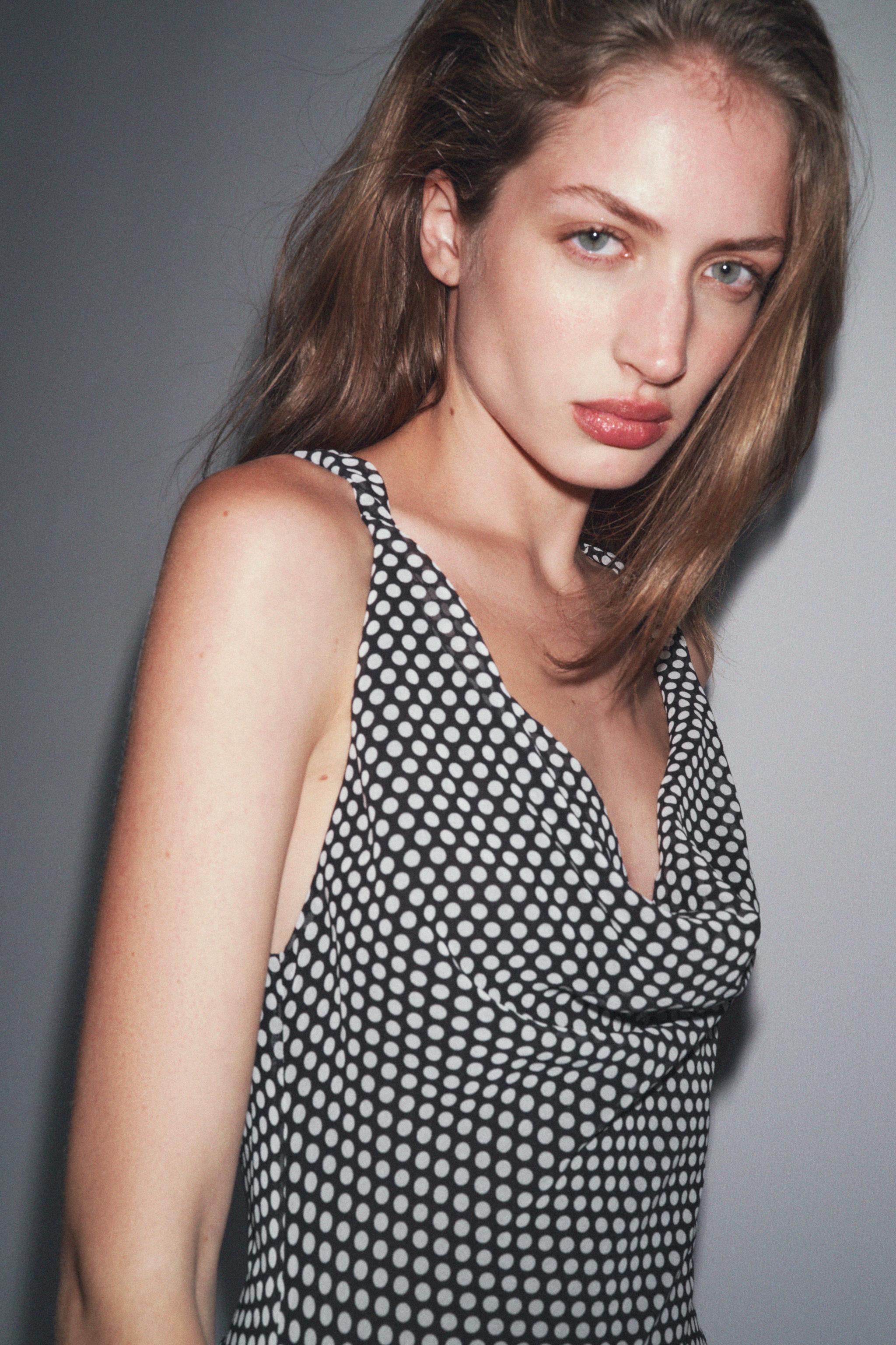 POLKA DOT MIDI DRESS ZW COLLECTION - Black / White | ZARA