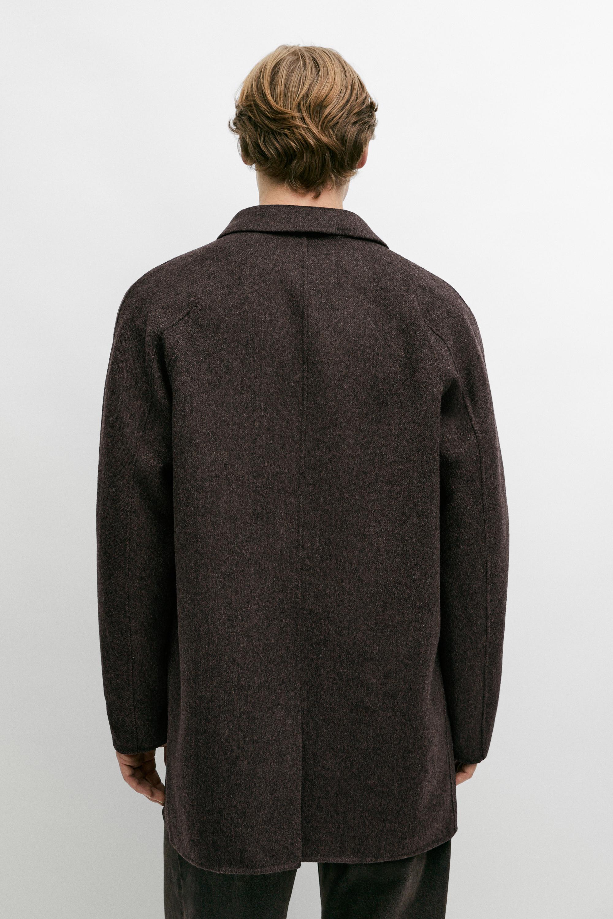 Short double-faced wool blend coat