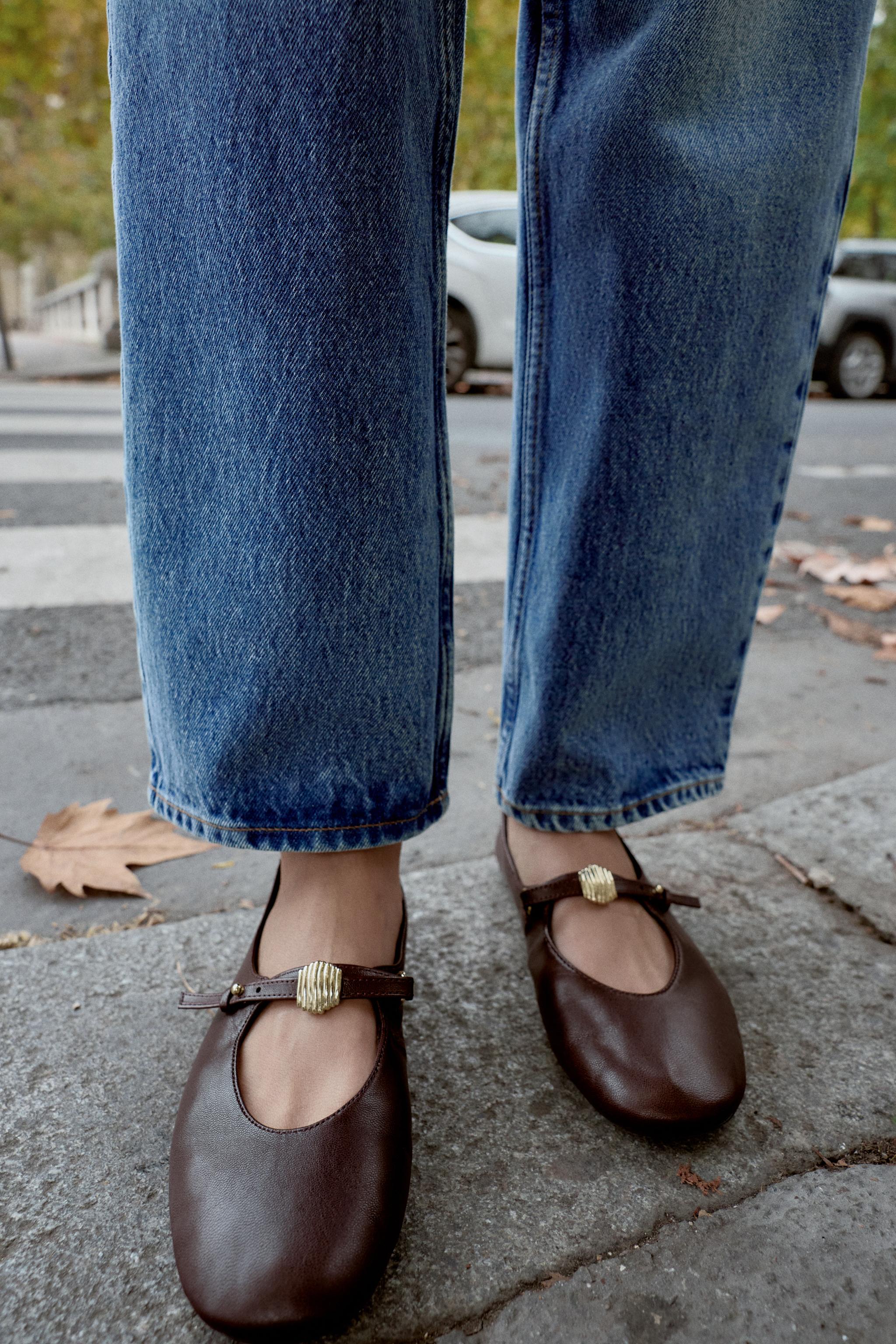 Zara SOFT LEATHER BALLET FLATS