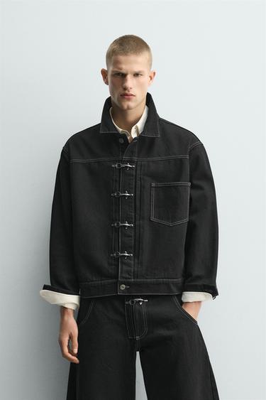 Zara BOXY FIT FIREMAN CLASP JACKET - Black