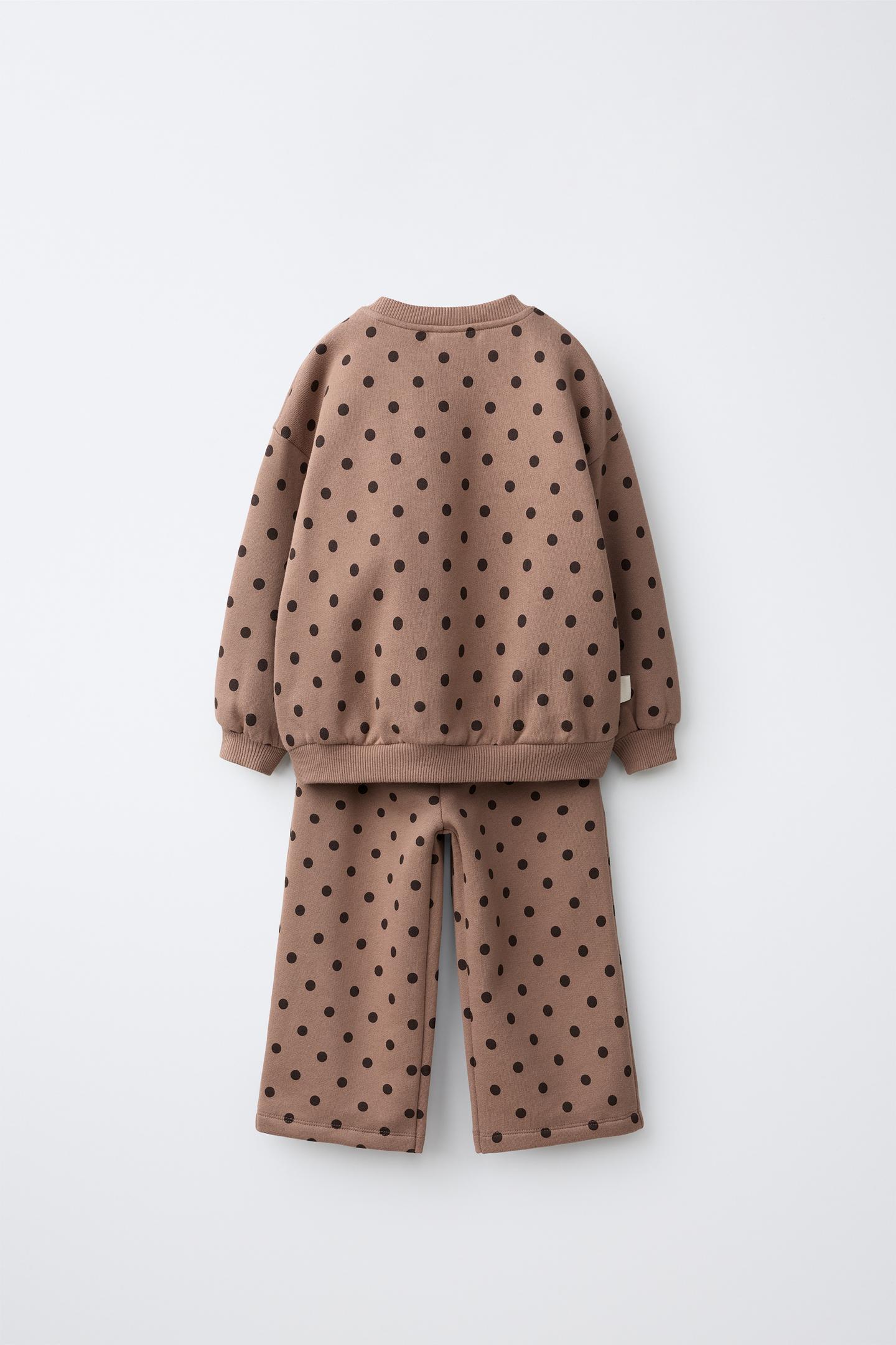 Детский комплект Zara Hello Kitty © Sanrio Polka Dot Sweatshirt and Pants Set, цвет: Коричневый — фото 2