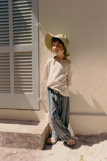 RELAXED STRIPED TROUSERS - Anthracite grey by Zara