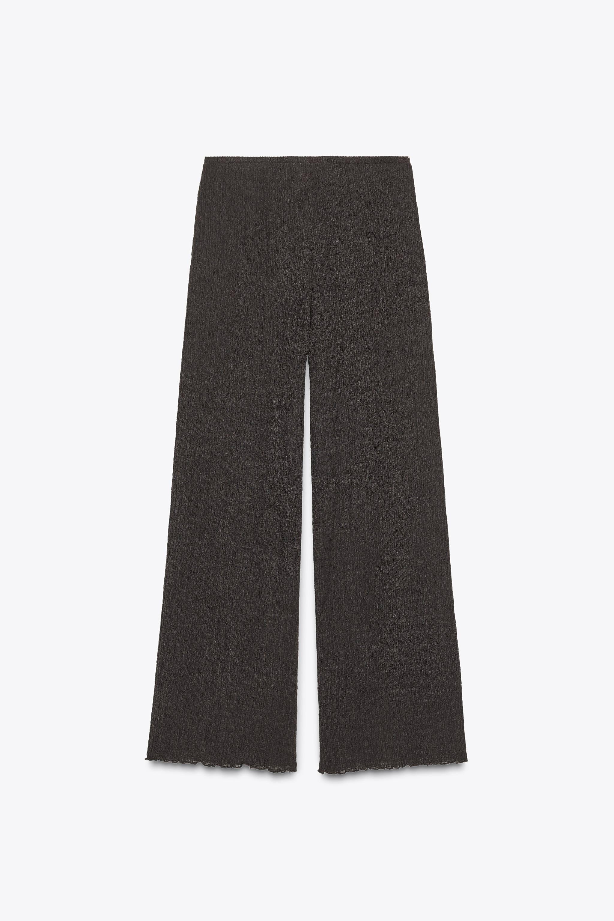 TEXTURED WIDE LEG PANTS