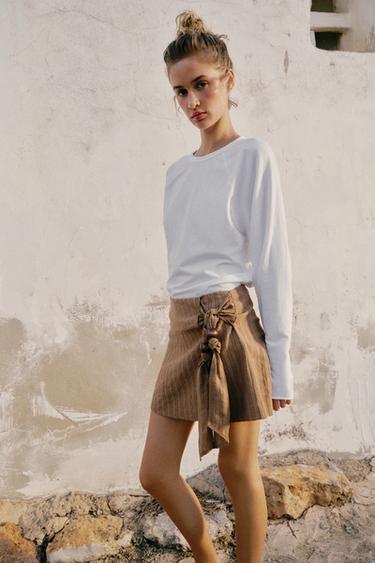 JUPE-PANTALON NŒUD FANTAISIE - Marron de Zara - Image 4