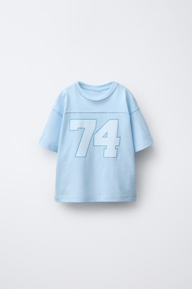 Zara VARSITY JOGGING T-SHIRT - Green/White