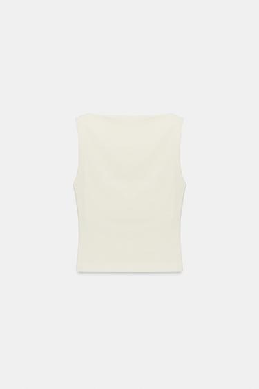 BOAT NECK TOP - Ecru by Zara - Image 3